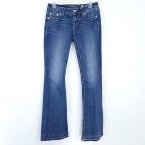 Miss Me Jeans SZ 27 Dark Embroidered & Sequin Signature Bootcut Jeans Excellent